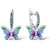 Namana Eleganti Orecchini Pendenti a Forma di Farfalla in Argento Sterling 925, Orecchini Smaltati Verdi per Donna e Ragazza, Orecchini a Farfalla con Zirconi e Dettagli Smaltati