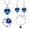 AILUOR Cuore titanico del set i monili del braccialetto orecchini collana dell'oceano e Anelli, collana di cristallo zaffiro Blu