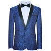 Allthemen Blazer Casual di Lusso da Uomo Slim Fit Paisley Floral Jacquard Suit Giacche Cappotti Eleganti Giacche Chic Blu S
