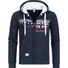 Geographical Norway GISLAND Men - Felpa Lunghe con Cappuccio Uomo - Incappucciati Shirt Resistenza Uomo - Grandi Maniche Caldo Pullover Uomini Casual Fisico Adatto Blu Marino XXL