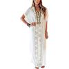 YOUKD Cotone Svasato Floreale Sciolto Caftano Boho Beach Bikini Copri Il Vestito Taglia Grossa Loungewear per Le Donne