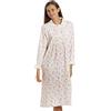 CAMILLE Camicia da notte a maniche lunghe da donna in 100% jersey di cotone, Colore: rosa., L