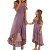 Loalirando Madre e Figlia Abiti Lunghi Eleganti Abiti Famiglia Estivi Senza Spalline Vestito Principessa Bambina/Vestiti Donna Eleganti (Viola, S)