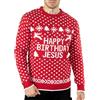 NOROZE Felpa da Uomo, da Adulti, Motivo: Babbo Natale Nudo con Scritta Merry Christmas Maglione Maglia (L, Birthday Jesus Red)
