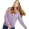 Aran Woollen Mills Cardigan Irlandese Con Tasche Frontali e Bottoni in Lana Merino Da Donna, Lilla, M