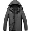 Wantdo Giacca da Sci Impermeabile Cappotto da Neve con Cappuccio Parka da Montagna in Pile Calda Outdoor Invernale Uomo Nero L