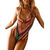 CARINACOCO Donna Costumi Interi Imbottite Fantasia Floreale V-Collo Costume da Bagno Swimsuit A Schiena Nuda Beachwear Bendare Costume da Bagno Multicolore XL