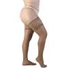 LEELA LAB Calze autoreggenti donna Curvy 30 Denari a Balza Alta in Pizzo, Collant autoreggenti Taglie forti, Calze autoreggenti sexy con silicone - Made Italy (Sand, 7)