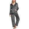 iClosam Pigiama Donna Invernale Flanella Pigiama Felpato Donna Caldo Pigiama Donna Lungo con Scollo a V Pigiami Due Pezzi da Donna Lungo con Bottoni Morbido e Confortevole S-XXL