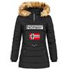 Geographical Norway Belinda Lady - Parka caldo da donna, con cappuccio in pelliccia, passamontagna, invernale, fodera calda da donna, alla moda (Nero, L)