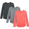 icyzone Maglietta Termica da Donna Trekking Manica Lunga,Maglia Termica Leggera Comoda T-Shirt Corsa Outdoor Fitness (Confezione da 3) (L,Nero Melange/Grigio Scuro/Corallo)