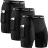 Niksa Uomo Pantaloncini Fitness Pantaloni Corta Compressione Leggings 3 Pezzi,Compression Baselayer Shorts Sportivi Pantaloncini da Fitness Jogging Running, Nero M