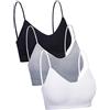 Boao 3 Pezzi Reggiseno con Scollo a V Canotta a Fascia Imbottita Senza Cuciture Reggiseno Sportivo Reggiseno da Notte con Cinghie Elastiche (Nero, Bianco, Grigio, L - XL)