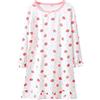 ANIMQUE Ragazze Camicia da Notte Cotone Manica Lunga Pigiama Abito Bambini Fragola Carina Girocollo Famiglia 2-16 Anni, Grande Fragola Rosa Chiaro 175