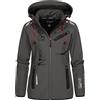 Geographical Norway Reine Lady - Giacca Cappuccio Softshell Impermeabile Donna - Giubbotto Antivento - Attività Escursioni Running Autunno Inverno Primavera (Grigio Scuro Arancione L)