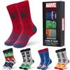 Marvel Calzini Uomo - 5 Paia Calze Uomo Supereroi Avengers Calze Lunghe in Cotone Elasticizzato Taglia Unica Idea Regalo Avengers Gadget (Multi, 40-45 EU)