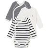 Petit Bateau 54219, Body neonato manica lunga (Pacco da 3) Unisex - Bimbi 0-24, Variante 1, 6 mesi