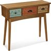 VERSA Shikar Consolle Ingresso, Tavolo Consolle, Tavolino Ingresso, Tavolo Salotto, con 3 cajones, Misure (A x L x l) 80,5 x 30 x 90 cm, Legno, Colore Multicolore