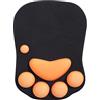 DOBAOJIA Tappetino Mouse con Poggiapolsi, Mouse Pad Ergonomico, Tappetino per Mouse con Zampa di Gatto Carino, in Morbido Silicone, Base Antiscivolo, per casa/ufficio/gioco, Nero e Arancia