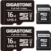 Gigastone Scheda di Memoria Micro SDHC da 16 GB con Adattatore SD, Set da 2, U1 C10, Fino a 85 MB/s di Lettura, 15 MB/s di Scrittura per Telefono Fotocamere Videocamere Dashcam GoPro DJI Drone