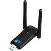 Abauoat USB Wifi Antenna wifi Ricevitore Wifi, 3.0 Scheda Wifi, Adattatore WiFi USB 5dBi 1300M Dual Band / 2.4G/5G 802.11ac, Nero,per Windows 7/10/11