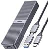 ORICO Case SSD NVMe 10 Gbps USB 3.2/3.1 Gen 2 Adattatore，Alluminio M2 Enclosure per SSD PCI-E NVMe M-Key/M+B Key 2230/2242/2260/2280, Custodia Disco Rigido Supporto UASP, Trim, SMART -M222