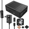 GeeekPi Raspberry Pi 3 B+ Alloggiamento Con Ventola, Alimentatore USB C 18W 5V 3,6A Con Adattatore Micro USB per Raspberry Pi 3 Model B/3B+