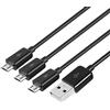 baolongking Cavo di ricarica splitter micro USB, 3 in 1, da USB 2.0 A maschio a tre micro USB maschio, cavo adattatore, di ricarica e sincronizzazione, 1 m