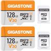 Gigastone confezione da 2 schede di memoria da 128 GB, compatibile con GoPro fotocamera Drone Tablet Samsung Sony, ad alta velocità per 4K UHD Video, A1 U3 C10 Micro SDXC con mini custodia