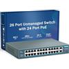 YuanLey 26 Port PoE Switch, 24 PoE+ Port 100Mbps, 2 Uplink Gigabit, 802.3af/at 400W Ad Alta Potenza, Rack and Mount Unmanaged Plug and Play