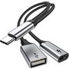MOGOOD Splitter OTG USB‑C PD60W per Galaxy Switch Pi-KVM Stampante | Cavo OTG USB-C intrecciato con ricarica PD 60W e porta USB-A 2.0 per trasferimento dati. Plug&Play senza driver