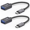 Syntech Adattatore da USB C a USB, 2 confezioni da USBC a USB3, tipo C a USBA, adattatore da Thunderbolt 3 a USBfemmina, cavo OTG compatibile con iPhone 15 Pro Max, MacBook Pro, Air e altri grigio spazio