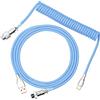 EPOMAKER Mix - Cavo USB tipo C, 1,8 m, tipo C a USB A, TPU, cavo a spirale con connettore Aviation rimovibile per tastiera da gioco (blu)