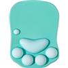 DOBAOJIA Tappetino Mouse con Poggiapolsi, Mouse Pad Ergonomico, Tappetino per Mouse con Zampa di Gatto Carino, in Morbido Silicone, Base Antiscivolo, per casa/ufficio/gioco, Verde