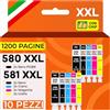 Supply Guy 10 Cartucce Per Stampante XXL compatibile con Canon PGI-580 CLI-581 per Pixma TR7500 TR7550 TR8500 TR8550 TS6100 TS6150 TS6151 TS6200 TS6250 TS6251 TS6350 TS6351 TS705 TS9550 TS9551c