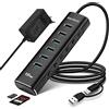 RSHTECH Hub USB 3.2 Alimentato, RSHTECH Hub USB 3.1 Gen2 a 8 Porte in Alluminio (6 Porte USB 3.1/3.2 Gen2 da 10Gbps + SD/TF), Alimentatore da 24W(12V/2A) e Cavo Dati 100cm (tipo A&C) Hub USB, RSH-A107D