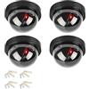 DODUOS 4PCS Telecamera Finta, Dome Dummy Fake Security CCTV Monitor Simulazione con LED Lampeggiante Luce, Fittizio Macchina Fotografica