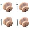 TERF® Pomello tradizionale in legno di pino non laccato, 50 mm, pomello in legno forato con fissaggio per cassettiera, armadio, cucina, armadio, porta, confezione da 4