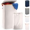 Lonbet - Cestini per il bucato con sacchetti per biancheria, coperchio - Cesto per camere da letto - Cesto portabiancheria in bambù - Cestino per vestiti sporchi, XL 100 L, beige