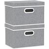Yawinhe Set 2 Scatole Portaoggetti,38x25x25cm Scatole Pieghevole,Grigio
