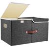 TYEERS Extra Grandi Scatole Portaoggetti a Scomparti, Tessuto, Pieghevole, Contenitore a Scomparti, 55x33x30 cm, Set di 1, Nero