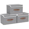 Yawinhe 3 Pezzi Scatole Portaoggetti con Coperchio, Cestino Pieghevole con Manico, Organizzatore Scaffale Armadio, per Armadio, Vestiti, Libri, 45x30x30cm, Grigio, SNK018GY-L