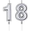BBTO Candele di Compleanno 18 ° Numero Candele Torta di Buon Compleanno Topper Decorazione per Compleanno Nozze Anniversario Celebrazione Articoli (Argento)