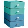 TIE-DailyNec 4PCS Cassetti Plastica Impilabili, TIE-DailyNec Cassettiera Plastica, Scatole Impilabili, Cassettiera da Scrivania, Organizer Trucchi per L'ufficio, Toeletta, Bagno, Scrivania (Blu e Verde)