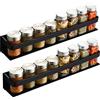 KES Porta Spezie Nero Portaspezie Cucina Mensola Organizzatore 40CM Appendere Alluminio Supporto da Parete 2 Pezzi, KSR401S40-BK-P2