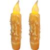 CVHOMEDECO. Candele in vera cera a LED, immerse a batteria, con timer, rustiche, senza fiamma, decorazione senza fiamma, 10 cm, arancione, 2 pezzi in una confezione