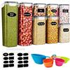 Baozun Set 8 Pezzi Contenitori Alimentari Per Cereali, Barattoli ermetici per alimenti, Senza BPA,Utilizzato per la Conservazione di Pasta, Cereali, Muesli, Farina, Spaghetti (2.8L+2L+1.4L+0.8L)