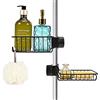 Feebee Porta sapone senza foratura, 2 porta shampoo in acciaio inox, servo per doccia, scaffale, nero, porta sapone barra doccia da appendere, supporto sapone gel per asta 18-27 mm