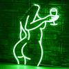 SIGNSHIP Calice Vino Neon Led Corpo Femminile Scritte Neon per Beer Bar | Lampada Verde Dimmerabile 5 Livelli USB Insegne Luminose Regalo per Bar, Decorazione Scritta Led per Ristorante,Club,Festa