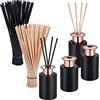 JIZZU Bottiglie Di Diffusore Vuote, Con Bastoncini Per Diffusori, 4 Pezzi Flaconi Per Diffusore In Vetro 100ml, 100 Pezzi Diffusore Bastoncini (Neri & Beigi), Profumatore Ambiente Bastoncini